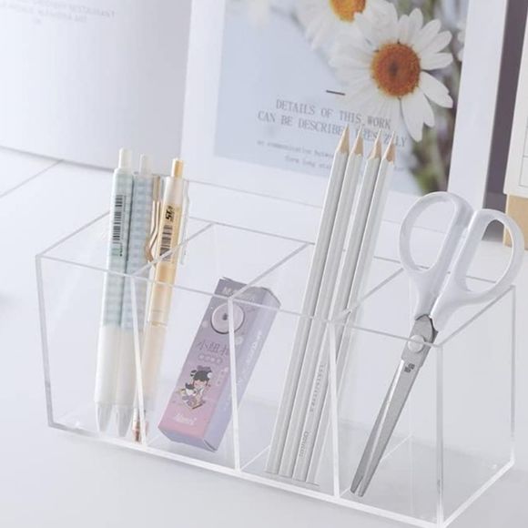 At Home Acrylic 4 Section Makeup Brush Holder - Picture 3 of 6